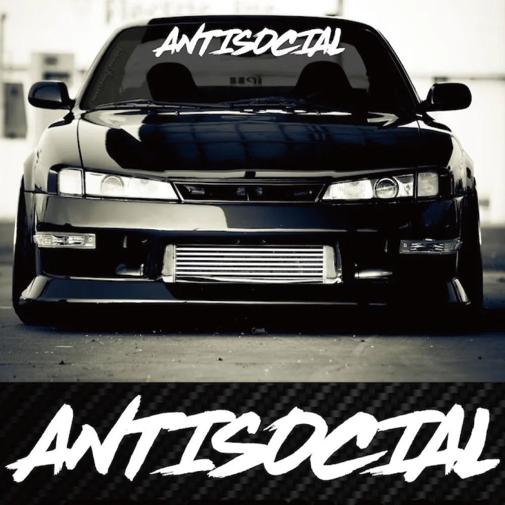 Antisocial JDM Windshield Car Sticker – Reflective Vinyl Decal for Front Glass or Roof