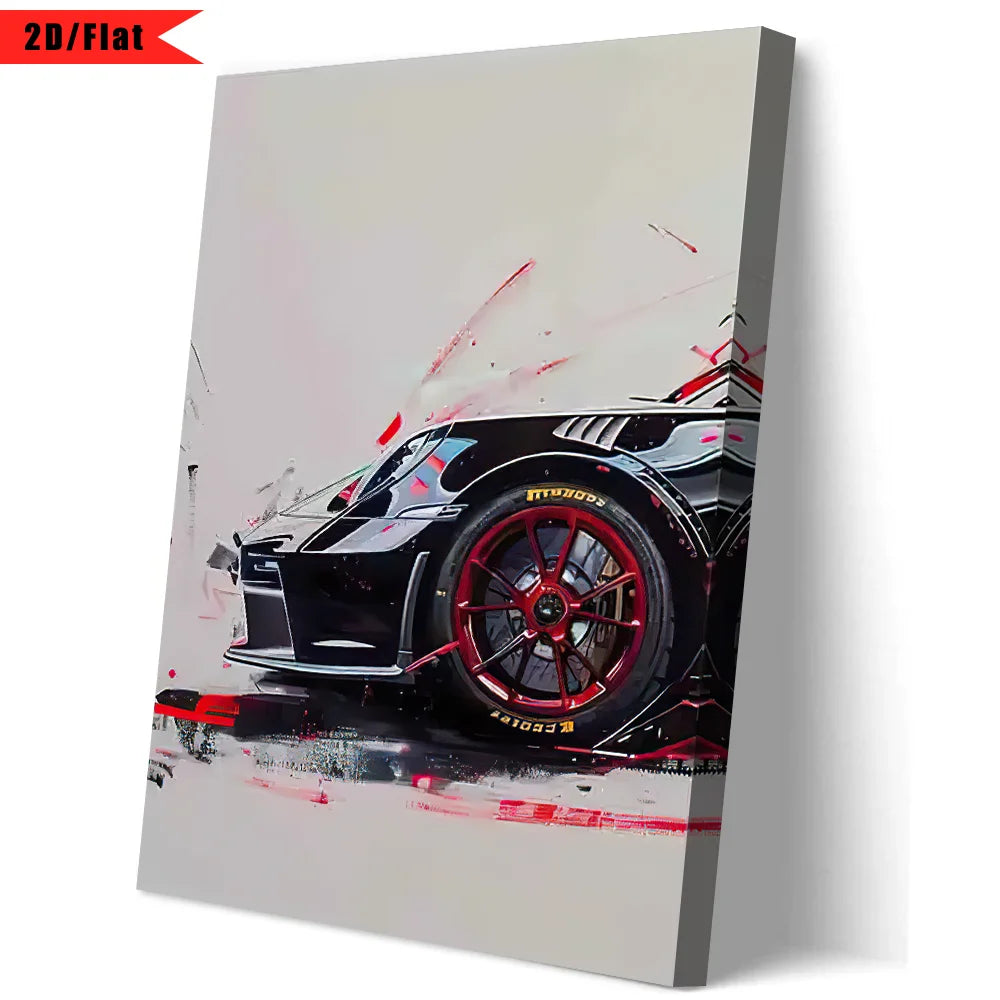 GT3 RS Graffiti Sports Car Canvas Print – HD Wall Art Poster