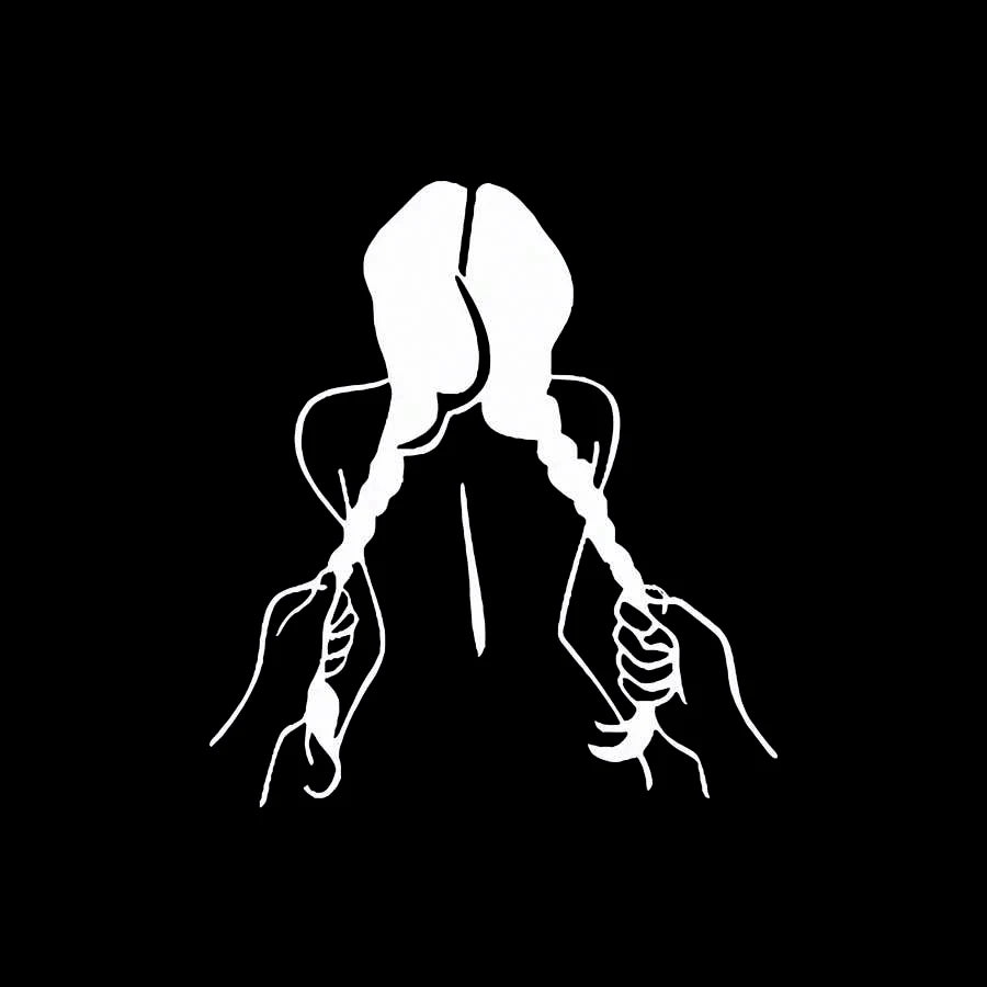 Hand Holding Double Ponytail Girl Car Sticker