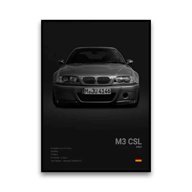 Famous Cars G80 M3C Canvas Poster – Modern Wall Art for Car Enthusiasts
