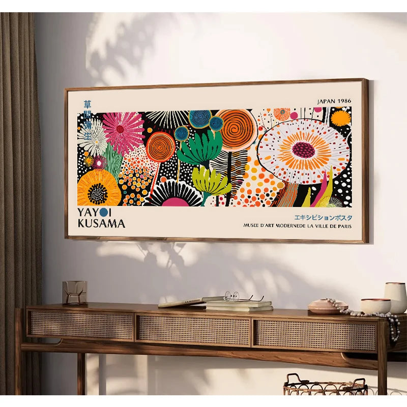 Yayoi Kusama Flower Exhibition Poster – Japanese Canvas Wall Art