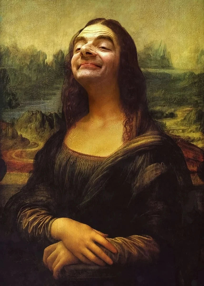 Funny Mona Lisa with Cat Canvas Poster