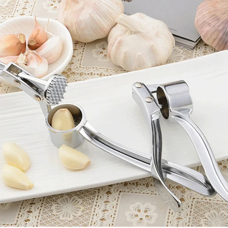 Stainless Steel Garlic Press – Manual Garlic Smasher & Mincer Tool