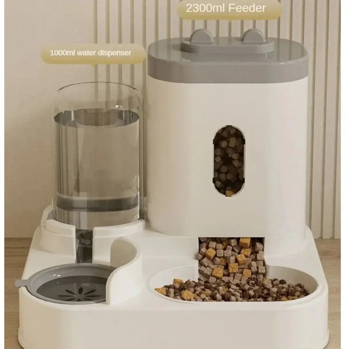 Automatic Gravity-Fed Pet Food & Water Dispenser