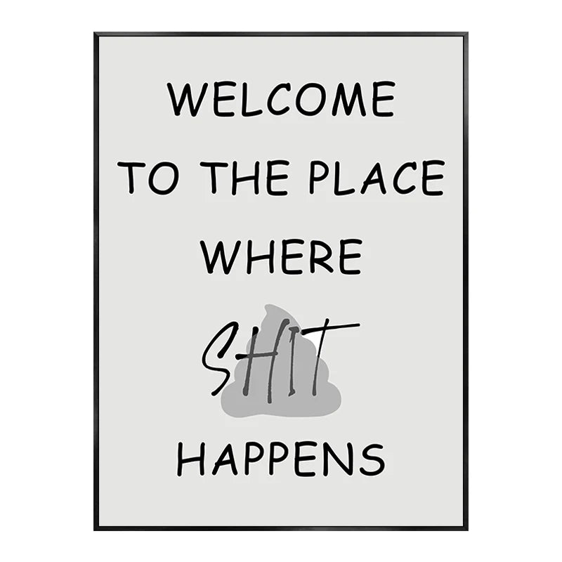 Funny Abstract Bathroom Poster – Black & White Canvas Wall Art
