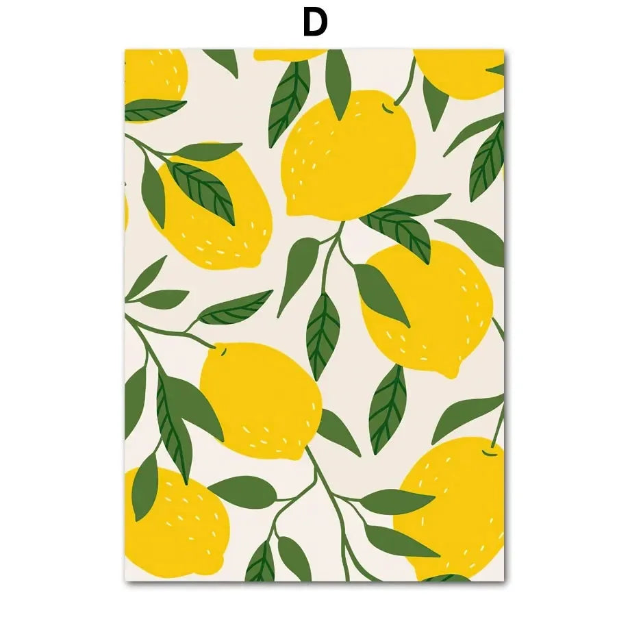 Lemons & Daisies Canvas Wall Art – Fruit & Flower Interior Poster