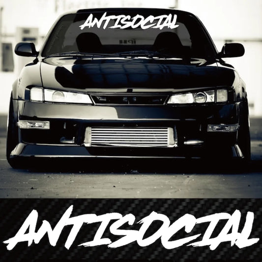 Antisocial JDM Windshield Car Sticker – Reflective Vinyl Decal for Front Glass or Roof