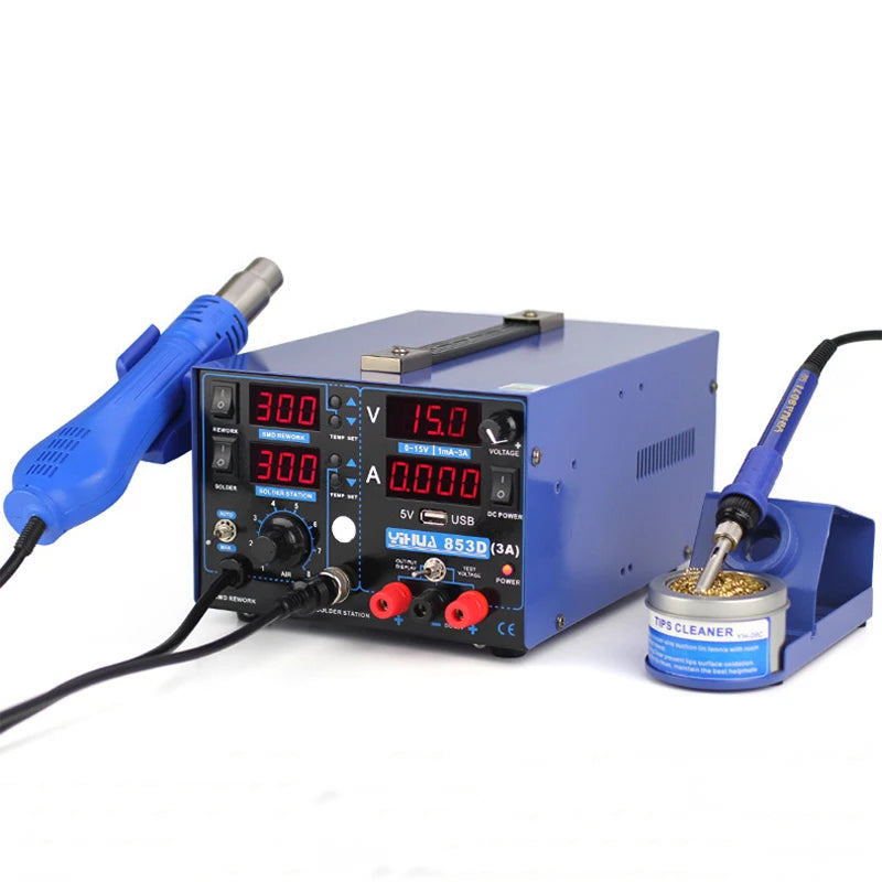 LZHZXY 3-in-1 Portable 853D USB Hot-Air Soldering & Desoldering Station