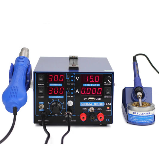 LZHZXY 3-in-1 Portable 853D USB Hot-Air Soldering & Desoldering Station