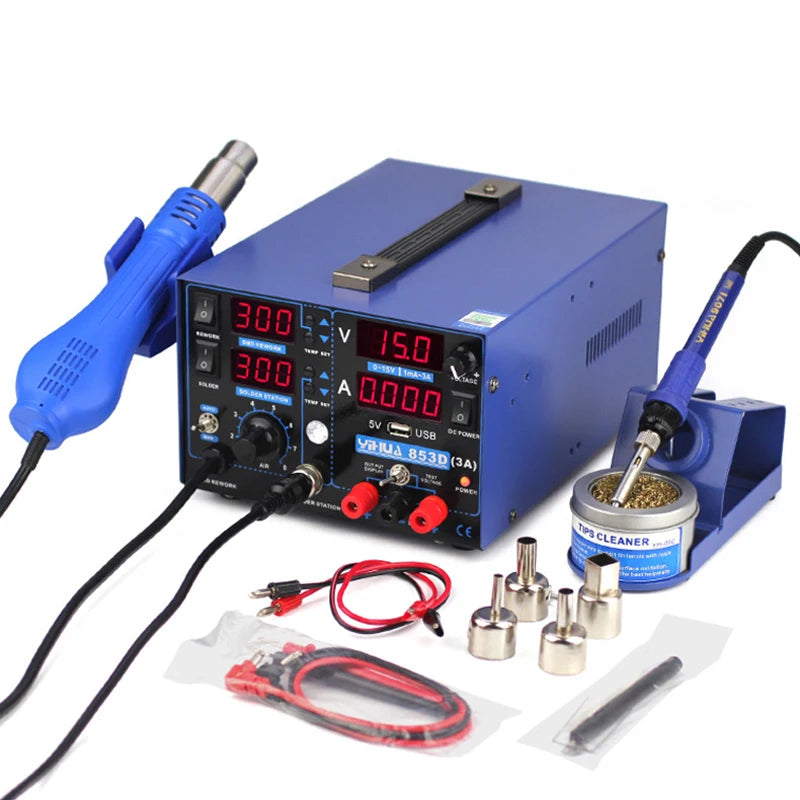 LZHZXY 3-in-1 Portable 853D USB Hot-Air Soldering & Desoldering Station