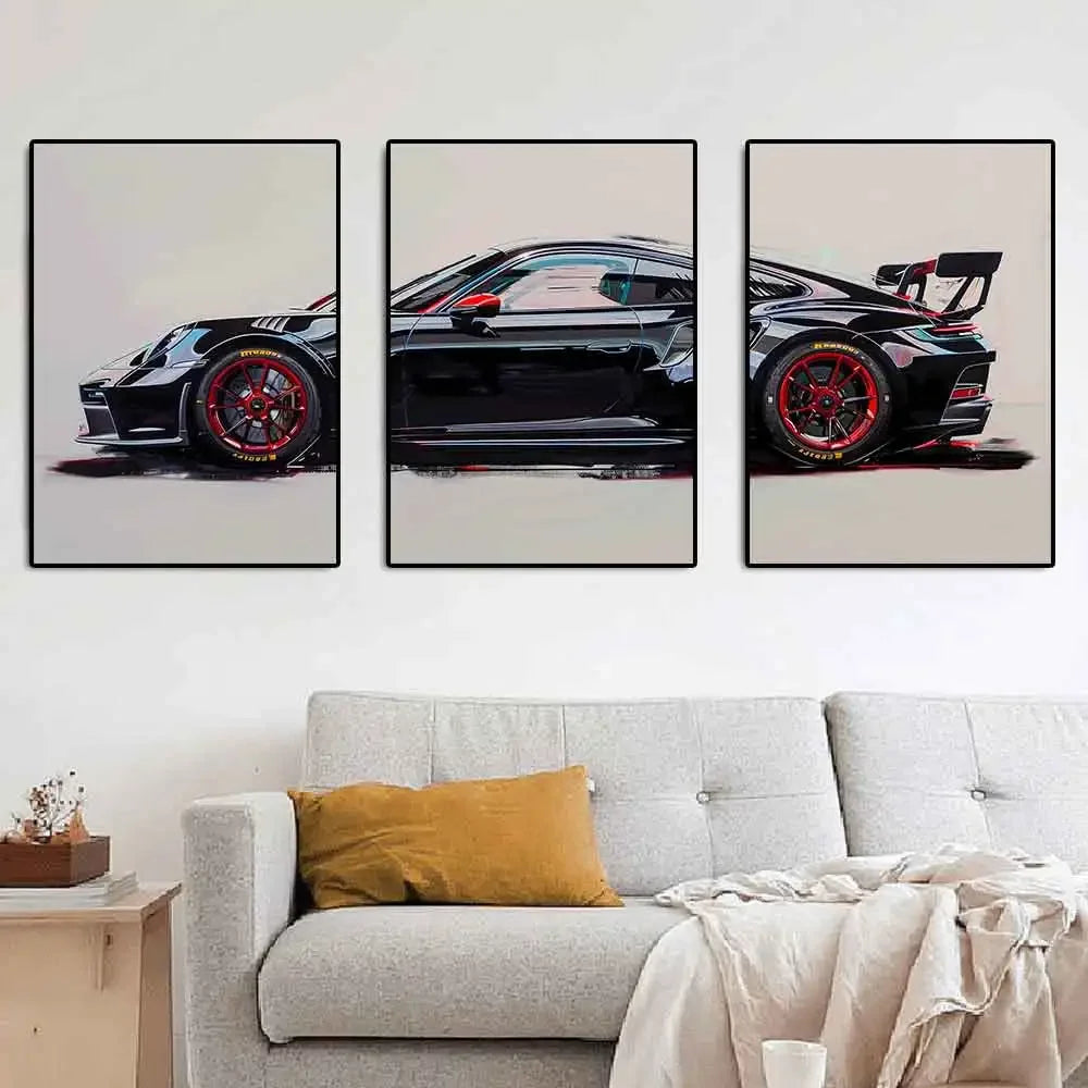 GT3 RS Graffiti Sports Car Canvas Print – HD Wall Art Poster