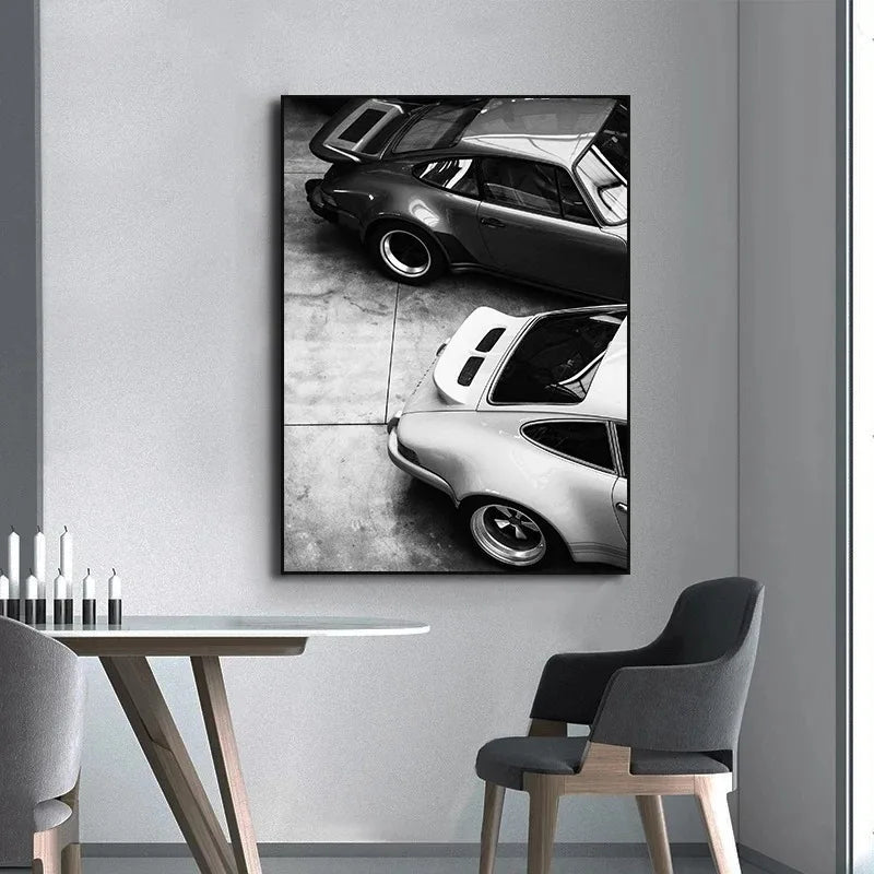 Luxury Black & White Car Wall Art – Modern Canvas Print