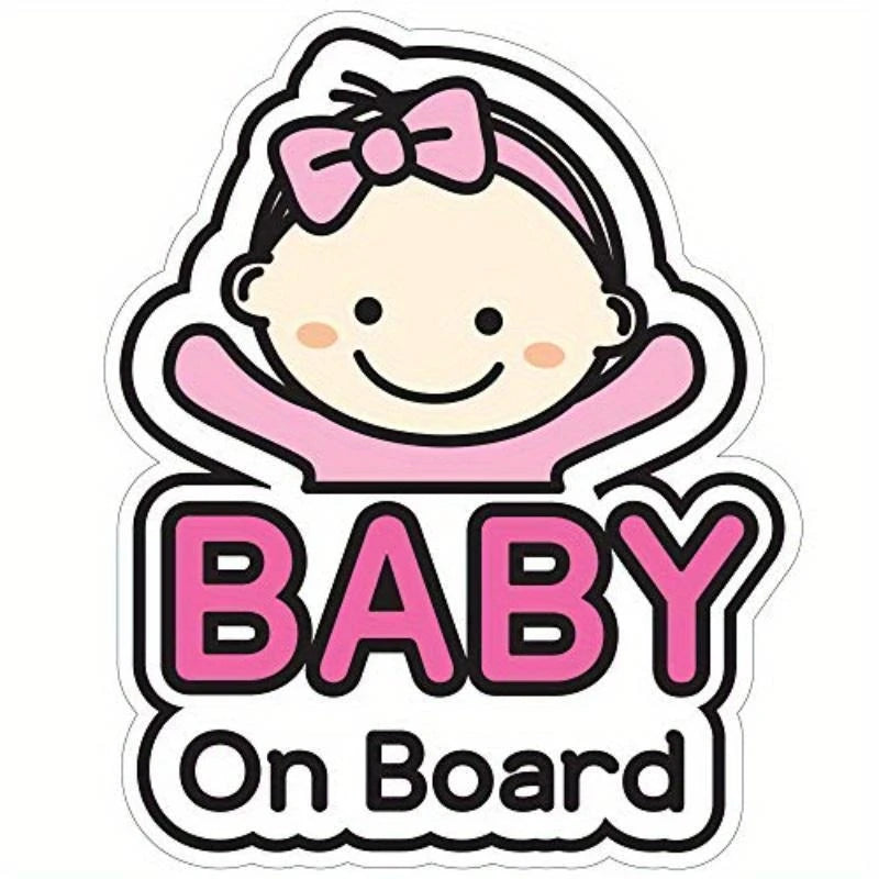 Cute Cartoon Baby On Board Car Sticker