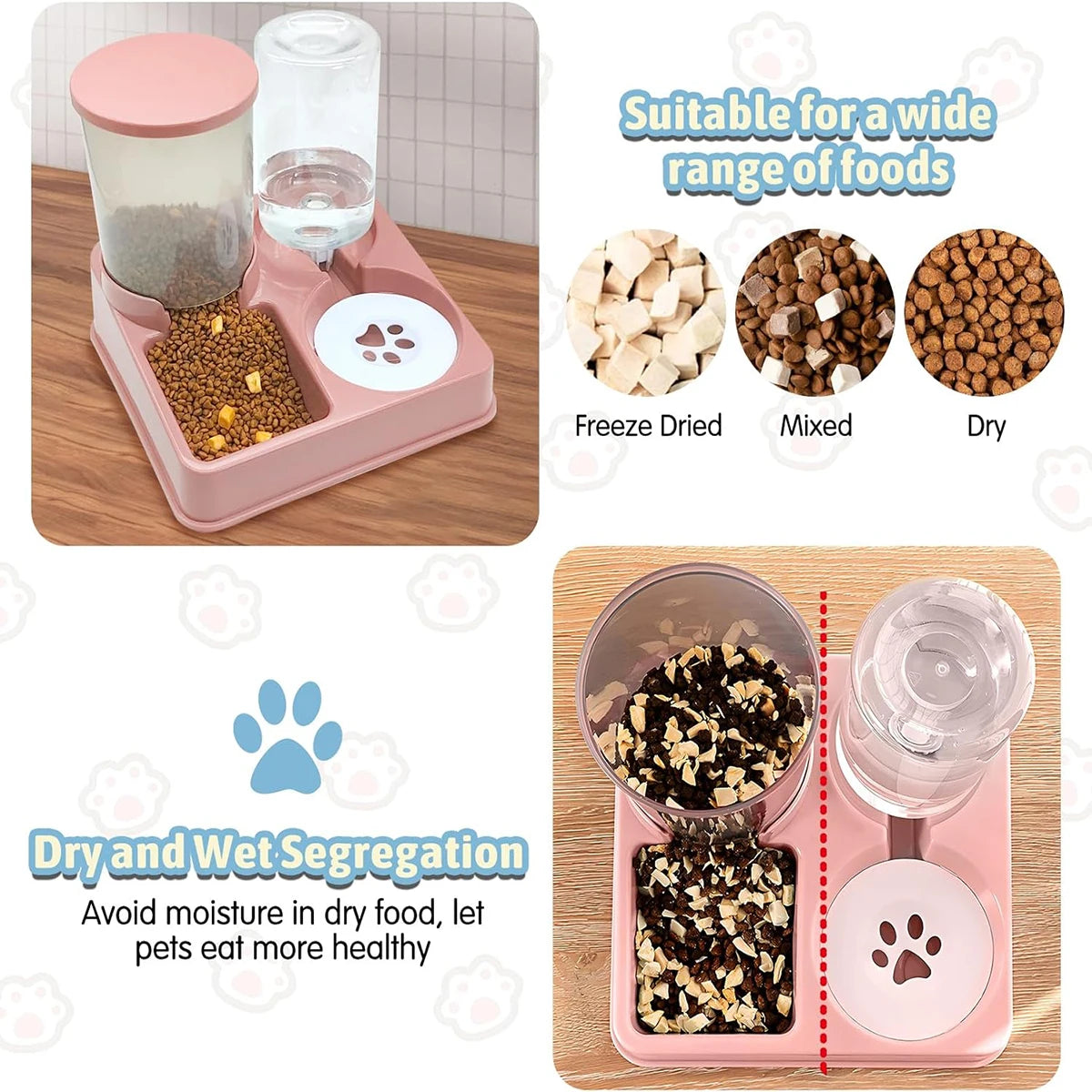 2-in-1 Tilted Gravity Cat Feeder & Water Dispenser