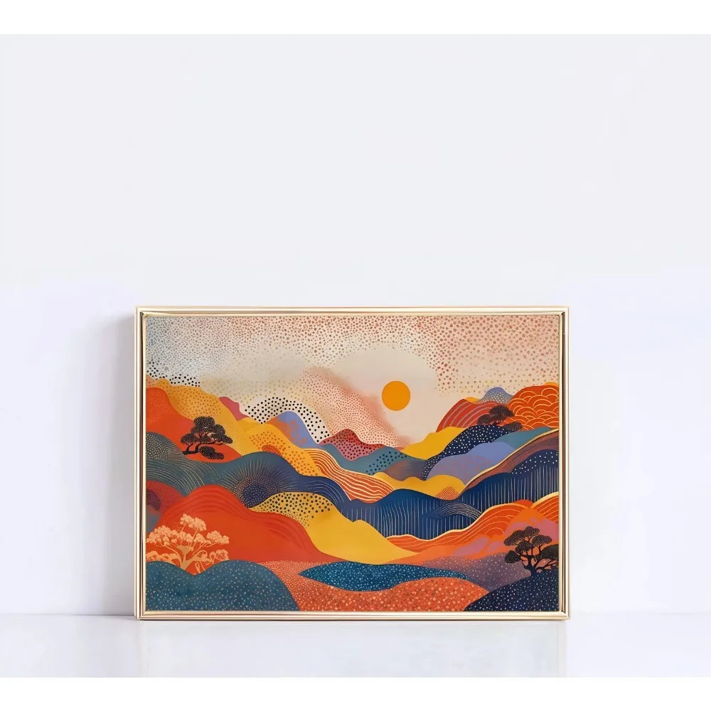 Japanese Nature Landscape Poster – Abstract Colorful Canvas Wall Art