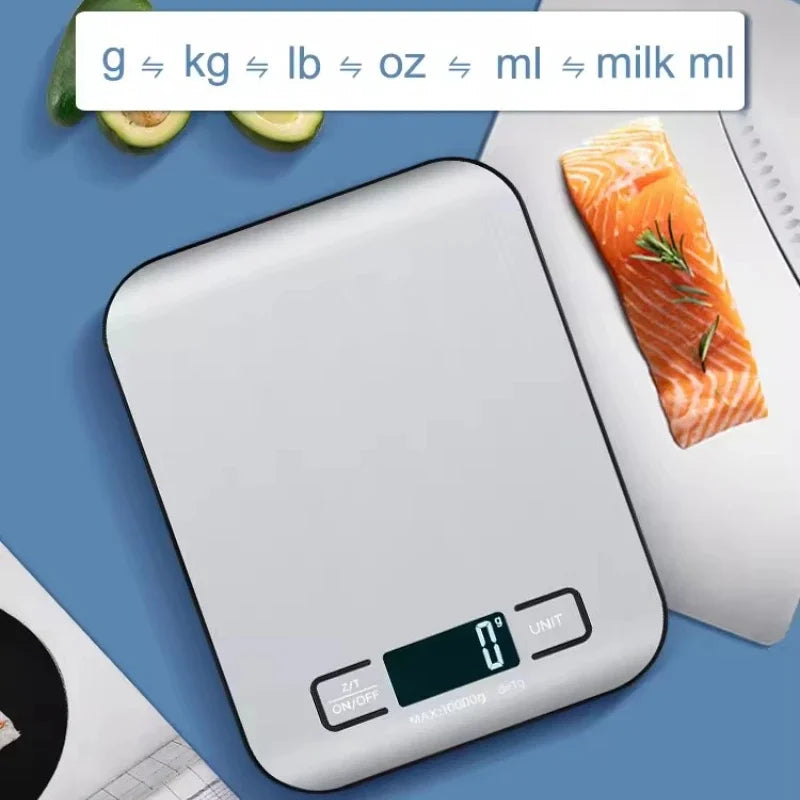 Digital Kitchen Scale with LED Display – 5kg/1g Precision Stainless Steel Panel