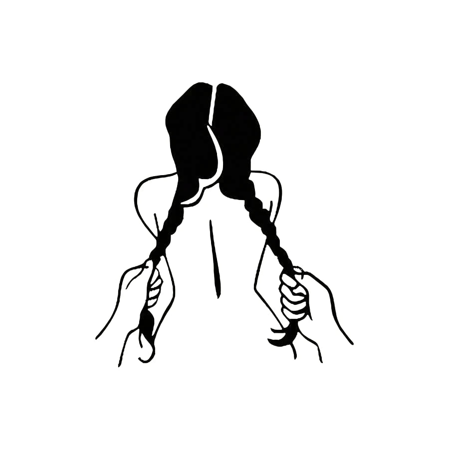 Hand Holding Double Ponytail Girl Car Sticker