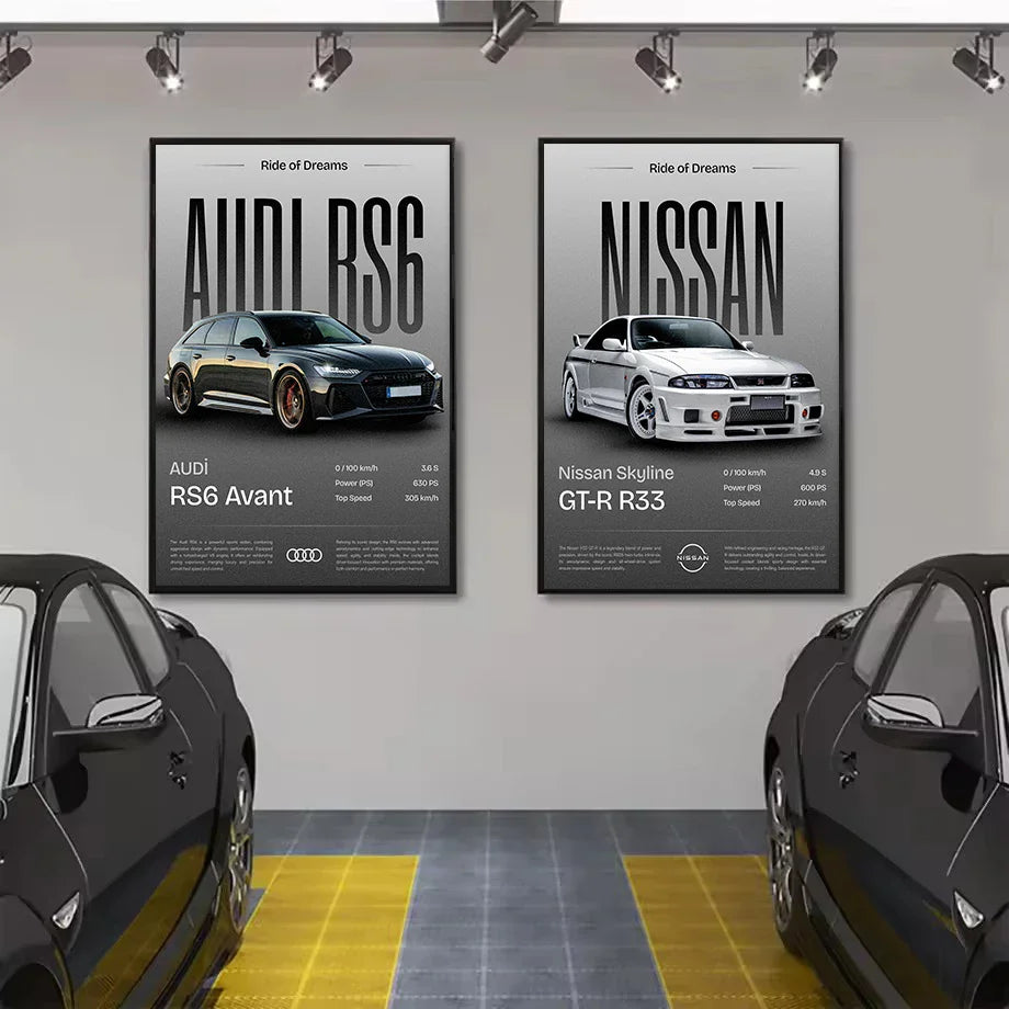 Minimalist Classic Luxury Supercar Poster Collection