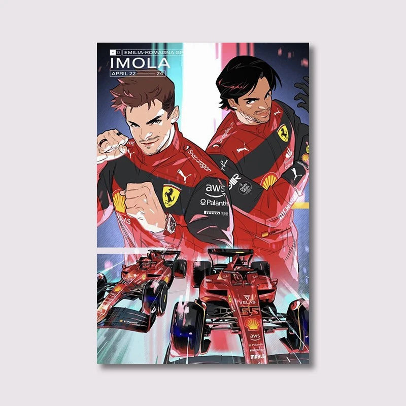 Formula Grand Prix F1-75 Canvas Poster – Charles Leclerc & Carlos Sainz Racing Art