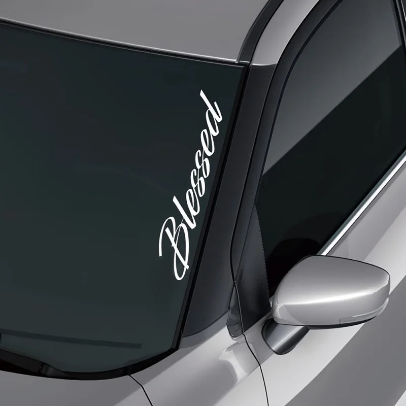Blessing English Windshield Sticker - Durable EVA Material，Exterior Car Decoration