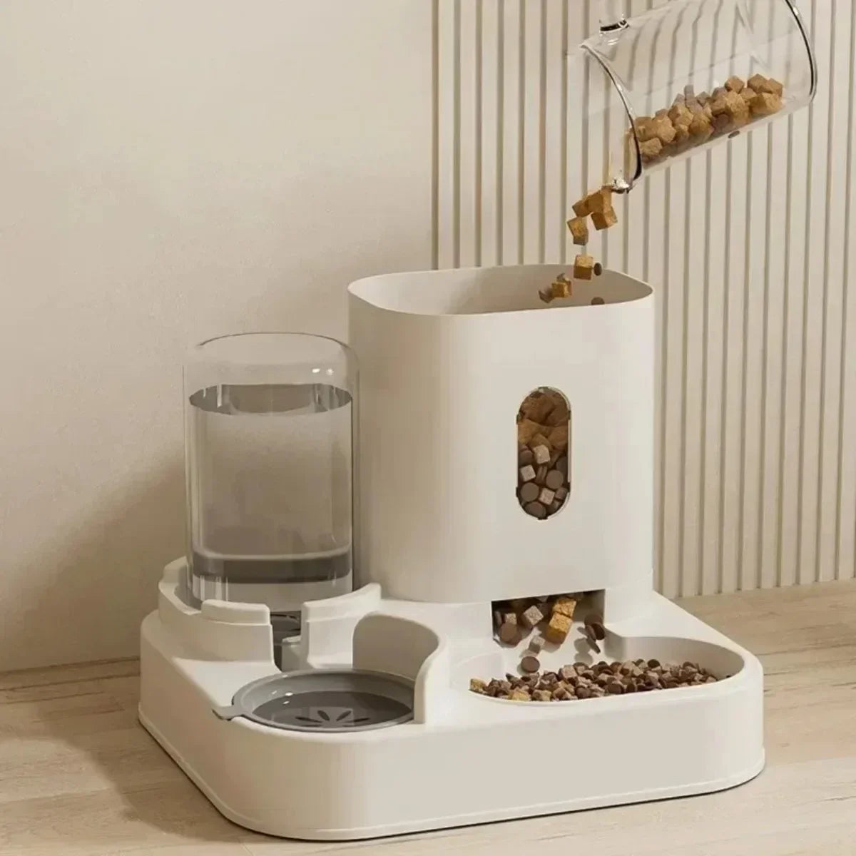 Automatic Gravity-Fed Pet Food & Water Dispenser