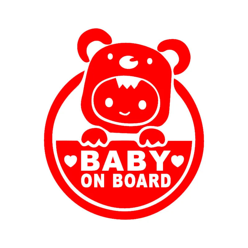 Cute Cartoon Baby on Board Reflective Sticker – Safety Warning Car Window Decal
