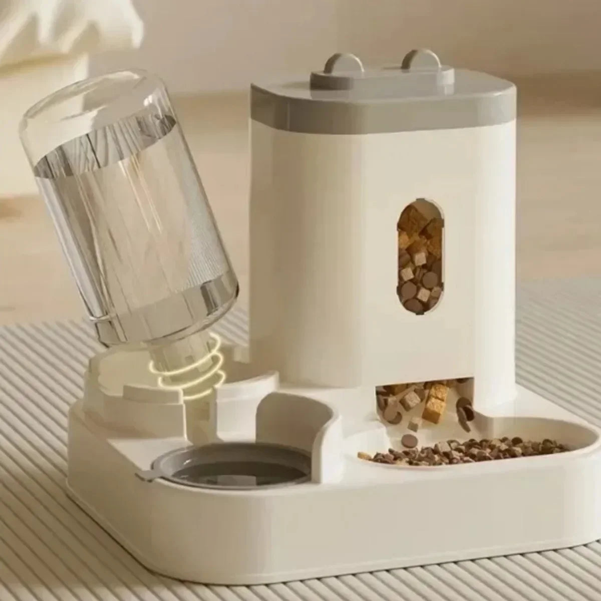 Automatic Gravity-Fed Pet Food & Water Dispenser