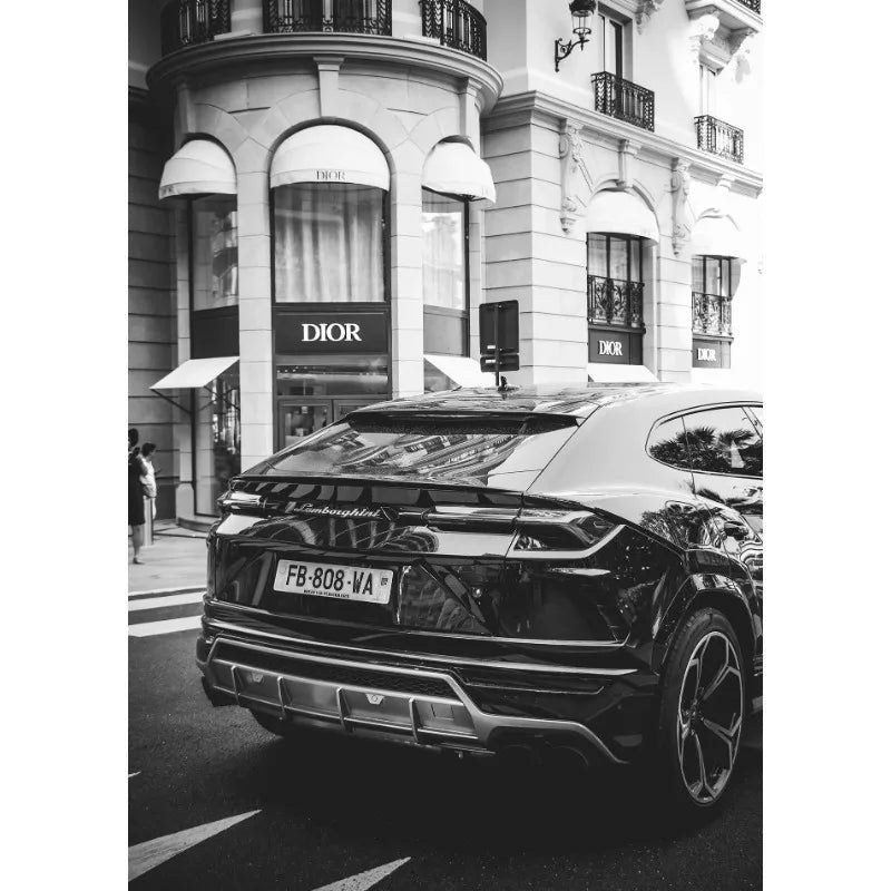 Luxury Black & White Car Wall Art – Modern Canvas Print