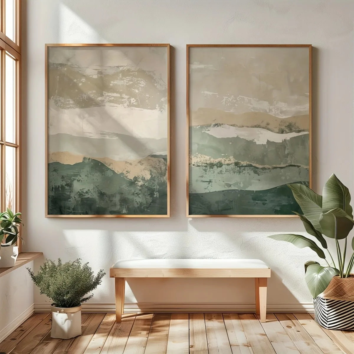 Japanese Retro Wabi-Sabi Mountains Canvas Print Set «