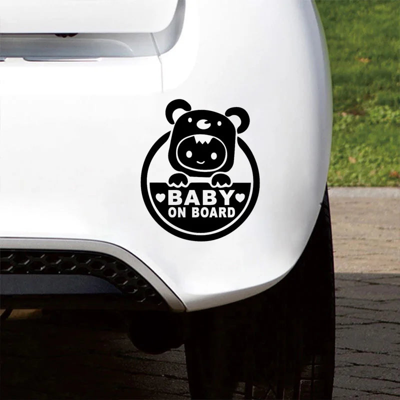 Cute Cartoon Baby on Board Reflective Sticker – Safety Warning Car Window Decal