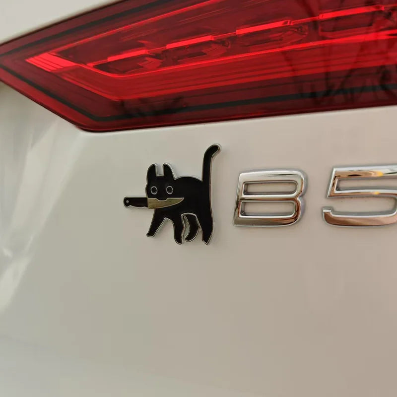 3D Cartoon Knife Cat Metal Car Sticker – Japanese Style