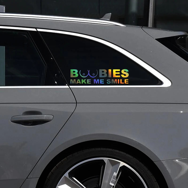 BOOBIES MAKE ME SMILE - Decal Car Sticker