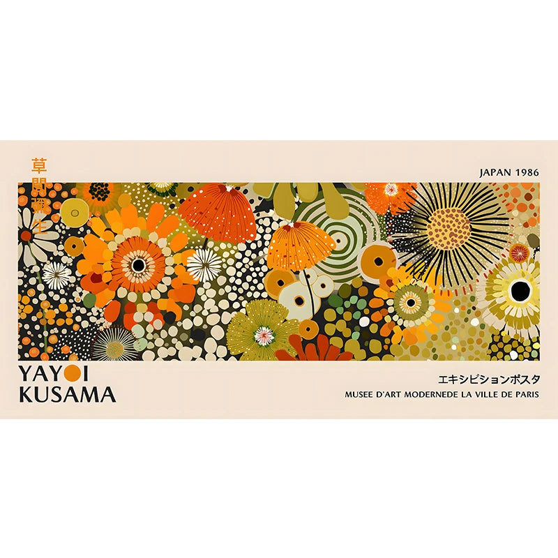 Yayoi Kusama Flower Exhibition Poster – Japanese Canvas Wall Art