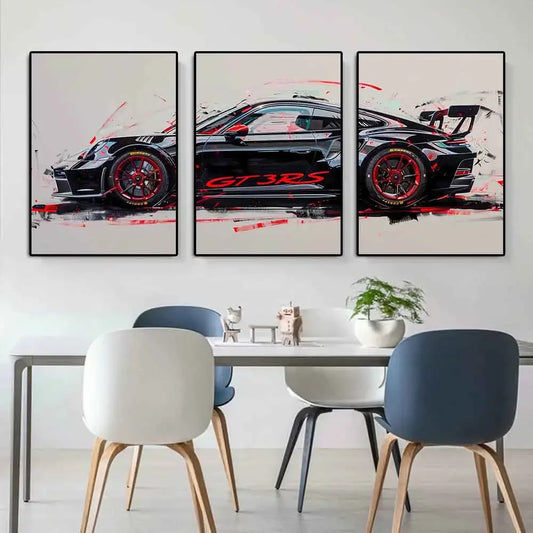 GT3 RS Graffiti Sports Car Canvas Print – HD Wall Art Poster