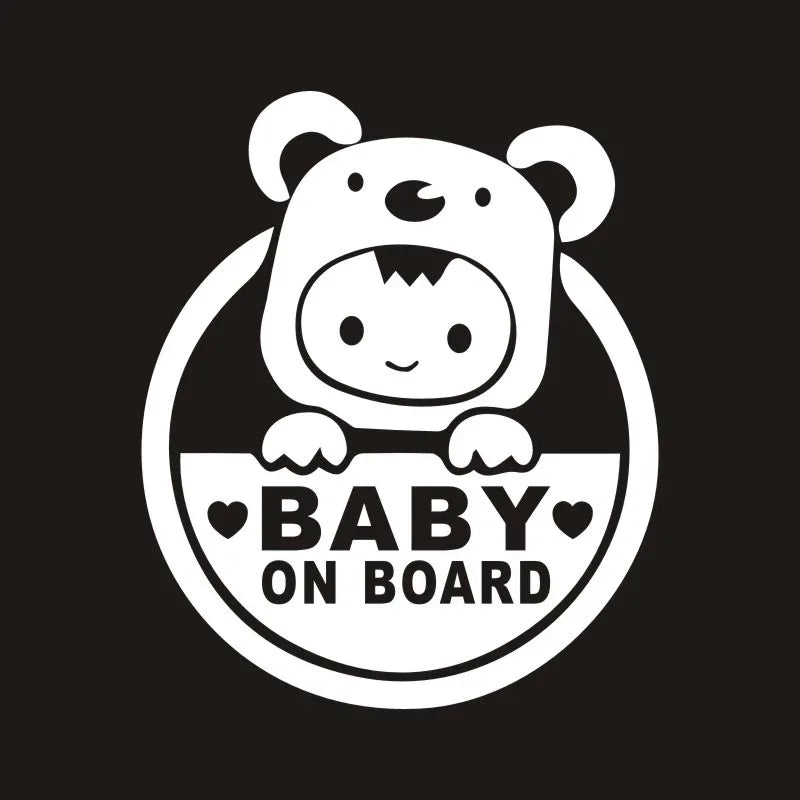 Cute Cartoon Baby on Board Reflective Sticker – Safety Warning Car Window Decal