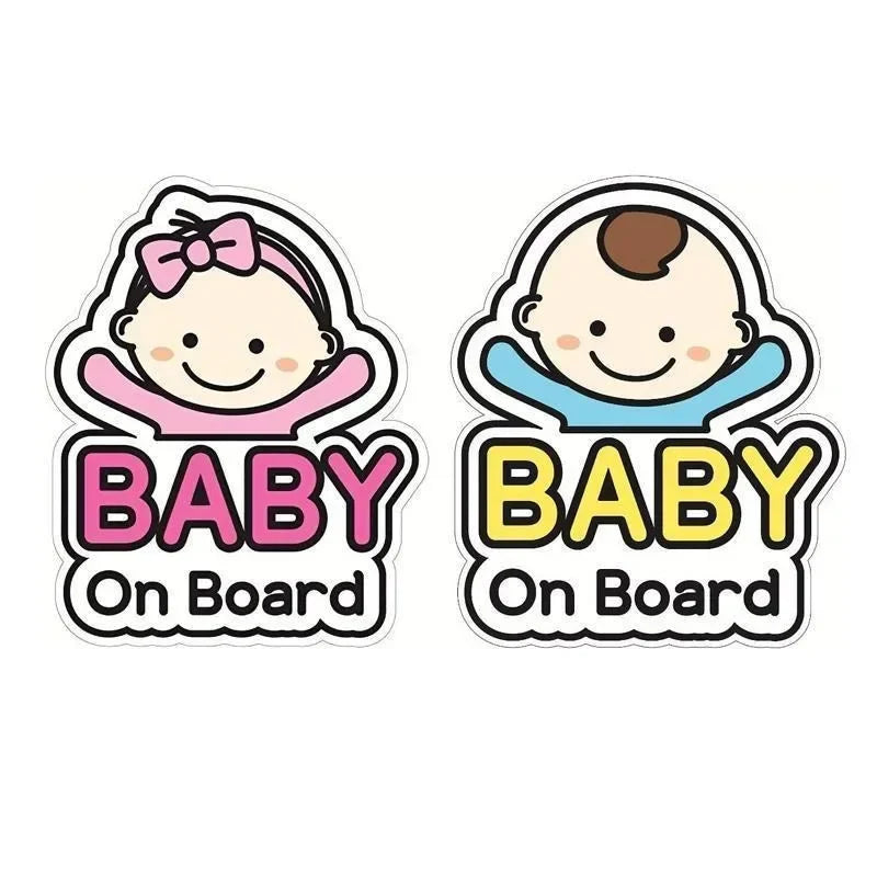 Cute Cartoon Baby On Board Car Sticker