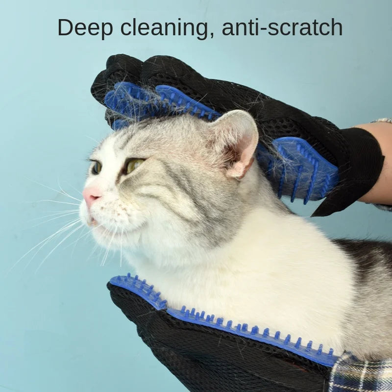 Silicone Pet Grooming Gloves (Left & Right Hand, Red/Green/Blue)