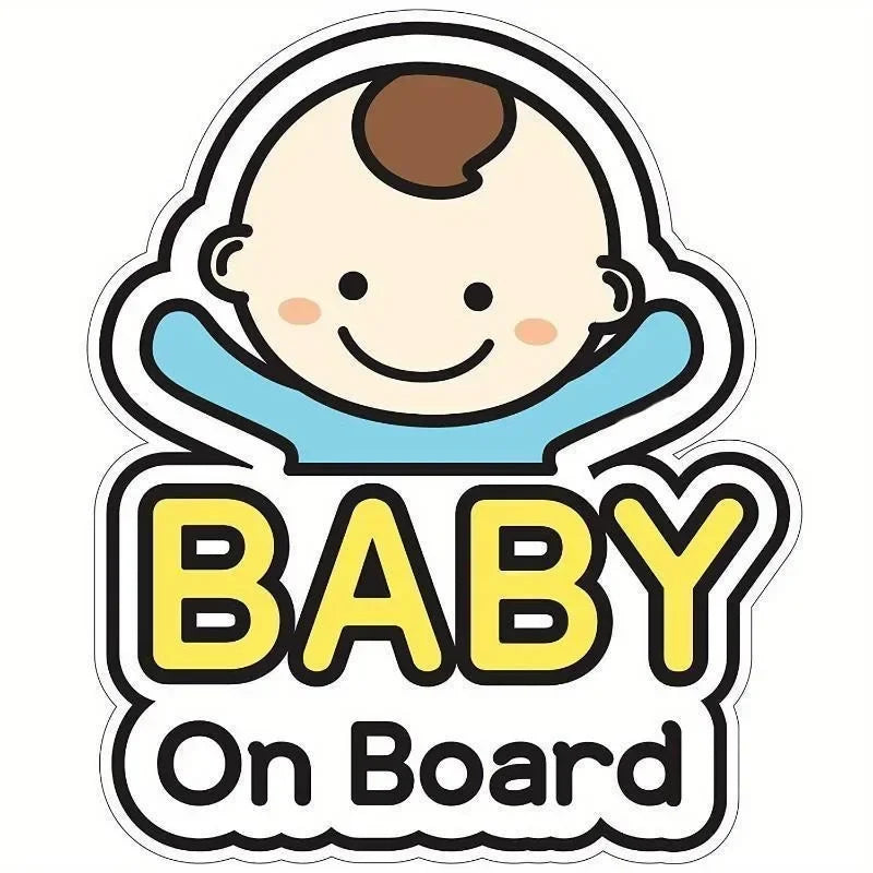 Cute Cartoon Baby On Board Car Sticker