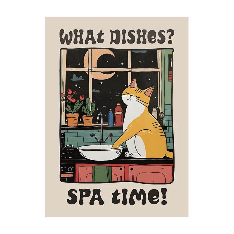 Retro Kitchen Cat Chef Canvas Poster – Wall Art for Home & Kitchen