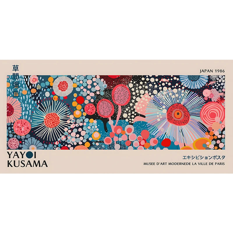 Yayoi Kusama Flower Exhibition Poster – Japanese Canvas Wall Art