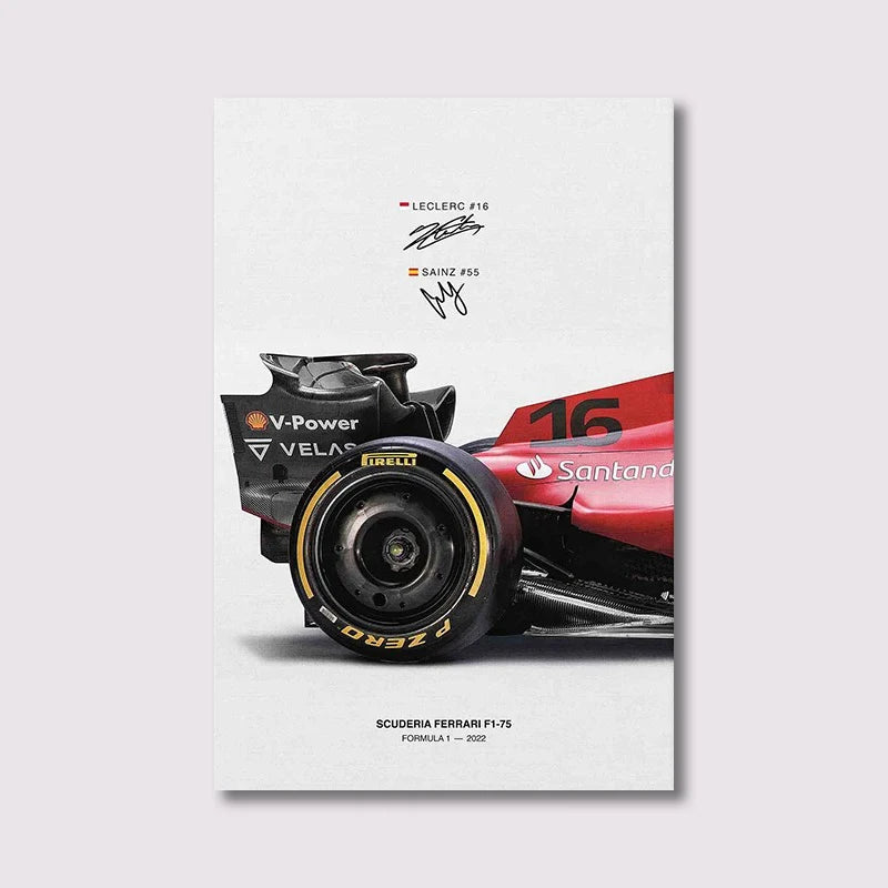 Formula Grand Prix F1-75 Canvas Poster – Charles Leclerc & Carlos Sainz Racing Art