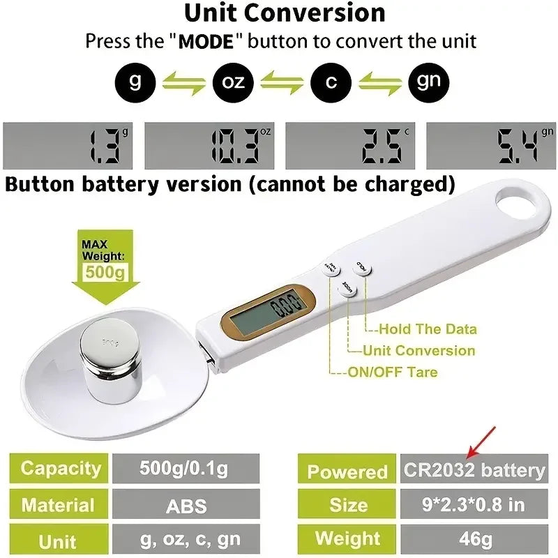 Mini Digital Spoon Scale – 0.1g to 500g LCD Kitchen Measuring Tool