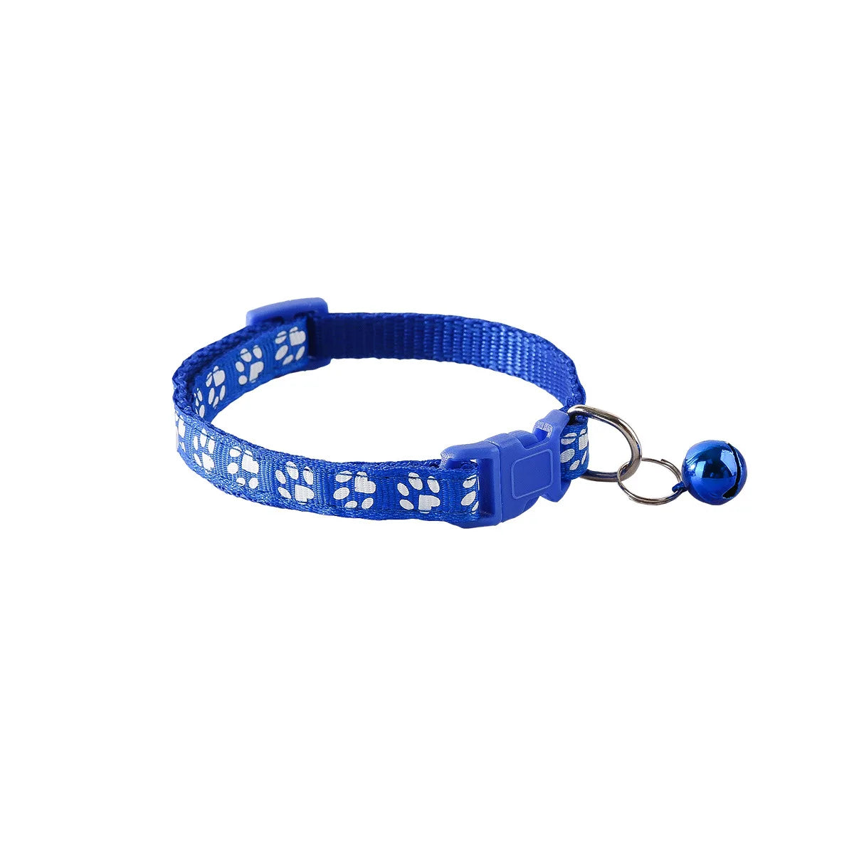 Colorful Footprint Pet Collar with Bell – Adjustable for Small Dogs & Cats
