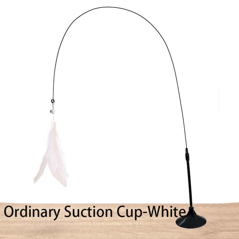 Interactive Cat Feather Toy with Suction Cup – Hands-Free Teaser Wand