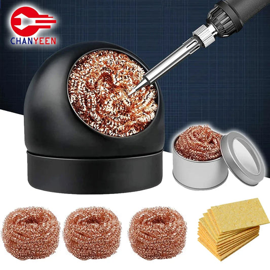 Soldering Iron Tip Cleaner – Steel Wire Ball with Metal Stand