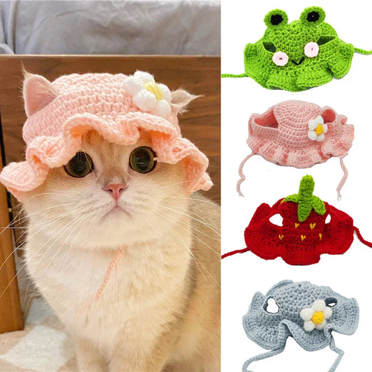 Knitted Pet Hat for Cats & Small Dogs