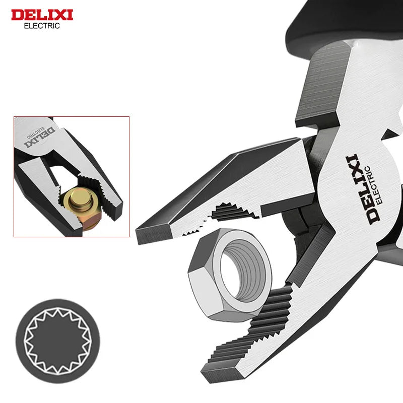 DELIXI ELECTRIC Multifunctional Wire Pliers – Diagonal, Needle Nose & Cutting Tool