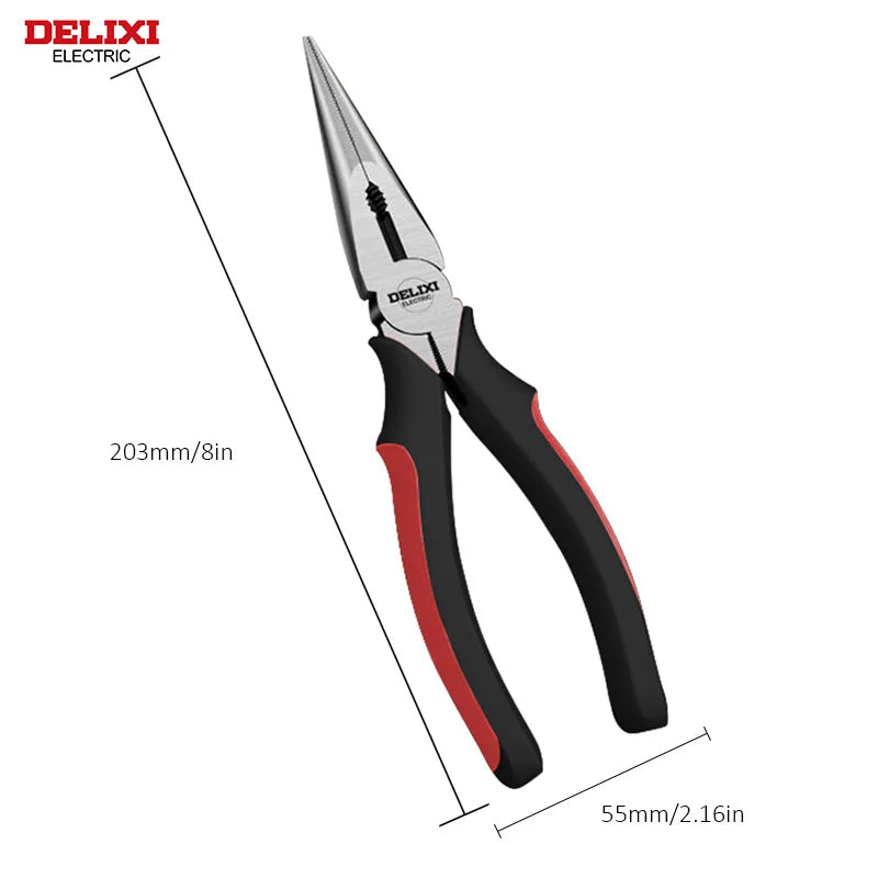 DELIXI ELECTRIC Multifunctional Wire Pliers – Diagonal, Needle Nose & Cutting Tool