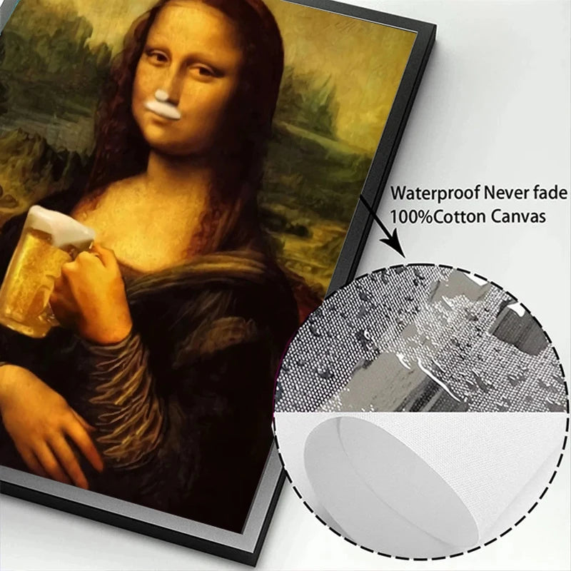 Funny Mona Lisa with Cat Canvas Poster