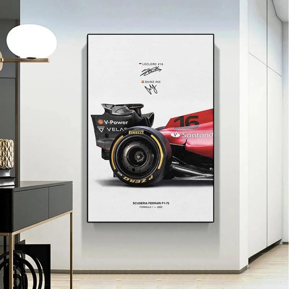 Formula Grand Prix F1-75 Canvas Poster – Charles Leclerc & Carlos Sainz Racing Art